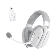 ATTACK SHARK L80PRO Wireless Gaming Headset, Adjustable Dual Mics, Lightweight Headset with 20ms Low Latency, 40mm Drivers,3 Modes (2.4G/Bluetooth/Wired) for PC/Phone (White)